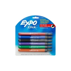 Expo Click Dry Erase Markers, Fine Tip, Assorted, 6/Pack (1751667)
