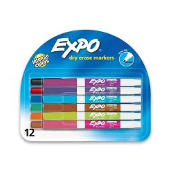 Expo Dry Erase Marker, Fine Tip, Assorted, 12/Pack (86603) Assorted Colors New