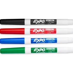 Expo ® Low Odor Dry Erase Markers, Fine Tip, Assorted Colors, 4 Per Set, 3 Sets (SAN86074-3) Best