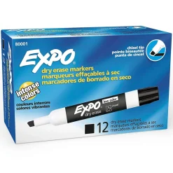 Expo Low Odor Tank Dry Erase Marker, Chisel Tip, , 12/Pack (80001) Black