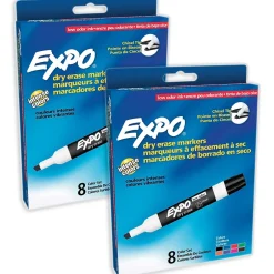 Expo Low-Odor Dry Erase Markers, Chisel Tip, Assorted Colors, 8 Per Pack, 2 Packs (SAN80078-2) New