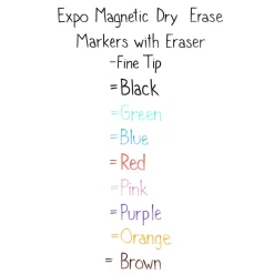Expo Magnetic Tank Dry Erase Marker, Fine Tip, Assorted, 8/Pack (1944748)