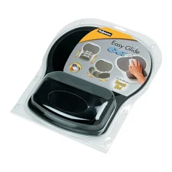 Fellowes Easy Glide Gel Mouse Pad/Wrist Rest Combo, Non-Skid Base, Black (93730)* Ergonomic Wrist Rests