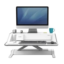 Fellowes Lotus DX Sit-Stand Workstation Adjustable Monitor Stand, White (8080201)* Monitor Mounts & Stands