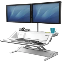 Fellowes Lotus DX Sit-Stand Workstation Adjustable Monitor Stand, White (8080201)* Monitor Mounts & Stands