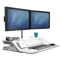 Fellowes Lotus DX Sit-Stand Workstation Adjustable Monitor Stand, White (8080201)* Monitor Mounts & Stands
