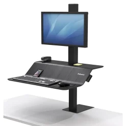 Hot Lotus VE Sit-Stand Single Manual Lift Workstation, Black (2750862) Standing Desks