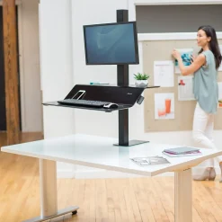 Hot Lotus VE Sit-Stand Single Manual Lift Workstation, Black (2750862) Standing Desks