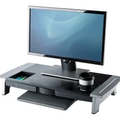 Fellowes Office Suites Premium Monitor Riser, Monitors up to 80 lbs.,Black/Silver (8031001)* Monitor Mounts & Stands