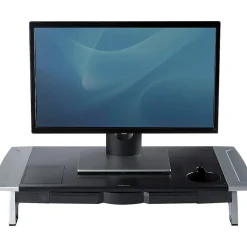 Fellowes Office Suites Premium Monitor Riser, Monitors up to 80 lbs.,Black/Silver (8031001)* Monitor Mounts & Stands