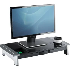 Fellowes Office Suites Premium Monitor Riser, Monitors up to 80 lbs.,Black/Silver (8031001)* Monitor Mounts & Stands