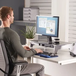 Fellowes Office Suites Premium Monitor Riser, Monitors up to 80 lbs.,Black/Silver (8031001)* Monitor Mounts & Stands