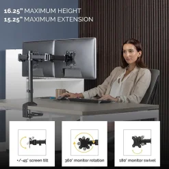 Fellowes Reflex Dual Adjustable Monitor Arm, Up to 27