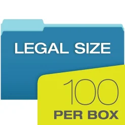 Pendaflex File Folders, Recycled, 2-Tone , Legal Size, Top Tab, 1/3 Cut, 100/Box Blue Outlet