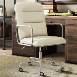 Sale Franklin Bonded Leather Computer and Desk Chair, Ivory White (CHR10060C) Office Chairs