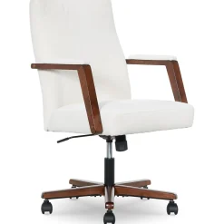 NEO ONE Ergonomic Velvet Fabric/Wood Swivel Executive Chair, Cream (52304-CRM) Office Chairs