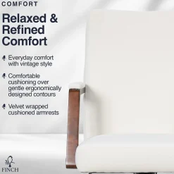 NEO ONE Ergonomic Velvet Fabric/Wood Swivel Executive Chair, Cream (52304-CRM) Office Chairs