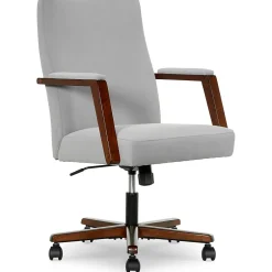 Online NEO ONE Ergonomic Velvet Fabric/Wood Swivel Executive Chair, Gray (52304-GRY) Office Chairs