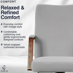 Online NEO ONE Ergonomic Velvet Fabric/Wood Swivel Executive Chair, Gray (52304-GRY) Office Chairs