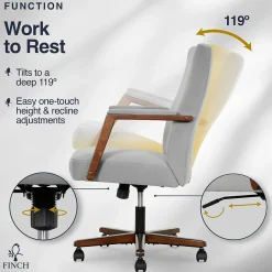 Online NEO ONE Ergonomic Velvet Fabric/Wood Swivel Executive Chair, Gray (52304-GRY) Office Chairs