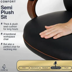 New NEO TWO Ergonomic Vegan Leather/Wood Swivel Executive Chair, Black (52373-BLK) Office Chairs