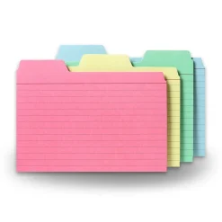 New 4" x 6" Tabbed Index Cards, Assorted Colors, 48/Pack (FT07218) Index Cards