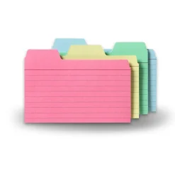 3" x 5" Tabbed Index Cards, Assorted Colors, 48/Pack (FT07216) Index Cards
