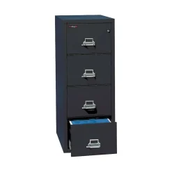 Outlet Fire King 1-Hour Fire Resistant Vertical File Cabinet, Legal, 4-Drawer, Black, 31 1/2"D, Truck to Loading Dock File Cabinets