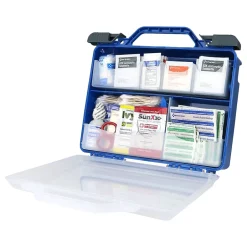 First Aid Kits<First Aid Only Plastic First Aid Kit with Magnetic Flashlight, 50 People, 322 Pieces, Clear/Blue (91414)