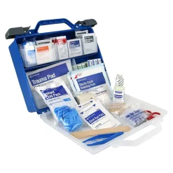 First Aid Kits<First Aid Only Plastic First Aid Kit with Magnetic Flashlight, 50 People, 322 Pieces, Clear/Blue (91414)