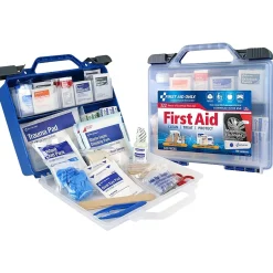 First Aid Kits<First Aid Only Plastic First Aid Kit with Magnetic Flashlight, 50 People, 322 Pieces, Clear/Blue (91414)