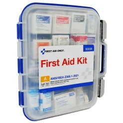 First Aid Kits<First Aid Only ReadyCare Plastic First Aid Kit with Medication, ANSI 2021 Class A, 50 People, 238 Pieces, Clear/Blue (90698)