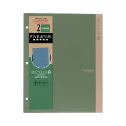 Five Star 100% Recycled 3-Hole Punched 2-Pocket Paper Folder, Assorted Colors (330027-22) New