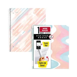 Five Star Brushy Moves 1-Subject Notebooks, 8.5" x 11", Wide-Ruled, 80 Sheets, Assorted Colors, 2/Pack (930060) Clearance