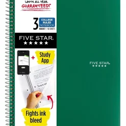 Five Star 3-Subject Notebooks, 8.5" x 11", College Ruled, 150 Sheets (06050/06210) Assorted Hot
