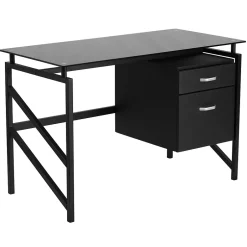 New 46" Glass Glass Computer Desks Black (NANWK036) Computer Desks