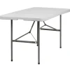 60" x 30" Plastic Rectangular Bi-Folding Table, Granite White, 10/Pack Folding Tables
