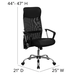Abney Ergonomic Leather and Mesh Swivel High Back Task Office Chair, Black (BT905) Office Chairs