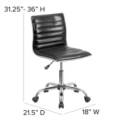 Online Alan Armless Vinyl Swivel Low Back Task Office Chair, Black/Chrome (DS512BBK) Office Chairs