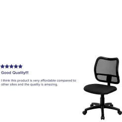 Outlet Alber Armless Ergonomic Mesh Swivel Mid-Back Task Office Chair, Black (WLA277BK) Office Chairs