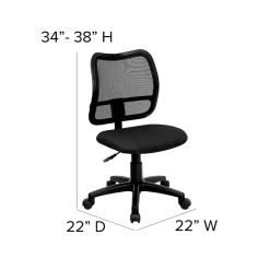 Outlet Alber Armless Ergonomic Mesh Swivel Mid-Back Task Office Chair, Black (WLA277BK) Office Chairs