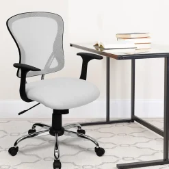 Sale Alfred Ergonomic Mesh Swivel Mid-Back Task Office Chair, White (H8369FWHT) Office Chairs