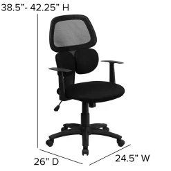 Outlet Ariel Ergonomic Mesh Swivel Mid-Back Task Office Chair, Black (BT2755BK) Office Chairs
