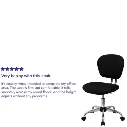Best Beverly Armless Ergonomic Mesh Swivel Mid-Back Padded Task Office Chair, Black (H2376FBK) Office Chairs