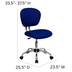 Online Beverly Armless Ergonomic Mesh Swivel Mid-Back Padded Task Office Chair, Blue (H2376FBLUE) Office Chairs