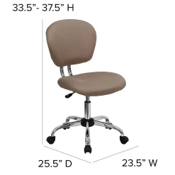 Hot Beverly Armless Ergonomic Mesh Swivel Mid-Back Padded Task Office Chair, Coffee Brown (H2376FCOF) Office Chairs