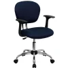 New Beverly Ergonomic Mesh Swivel Mid-Back Padded Task Office Chair, Navy (H2376FNAVYARMS) Office Chairs