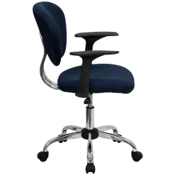 New Beverly Ergonomic Mesh Swivel Mid-Back Padded Task Office Chair, Navy (H2376FNAVYARMS) Office Chairs