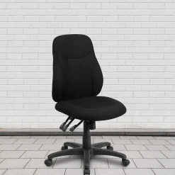 Outlet Brandy Armless Ergonomic Fabric Swivel Mid-Back Task Office Chair, Black (BT90297M) Office Chairs