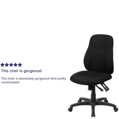 Outlet Brandy Armless Ergonomic Fabric Swivel Mid-Back Task Office Chair, Black (BT90297M) Office Chairs